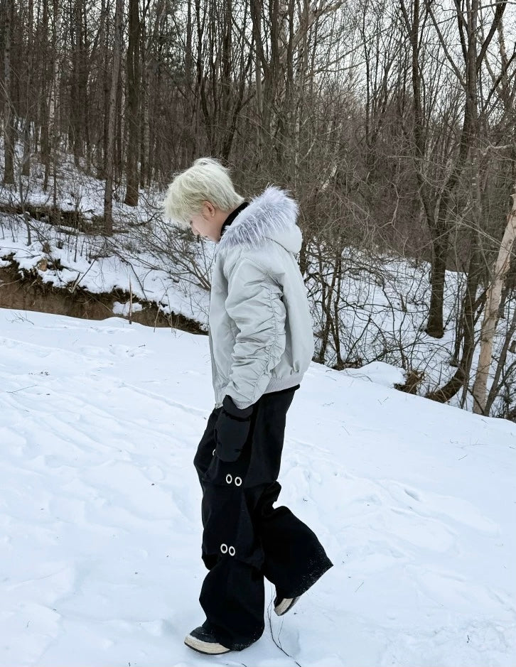 【高品質】Fur Hooded Bomber Jacket mry001984