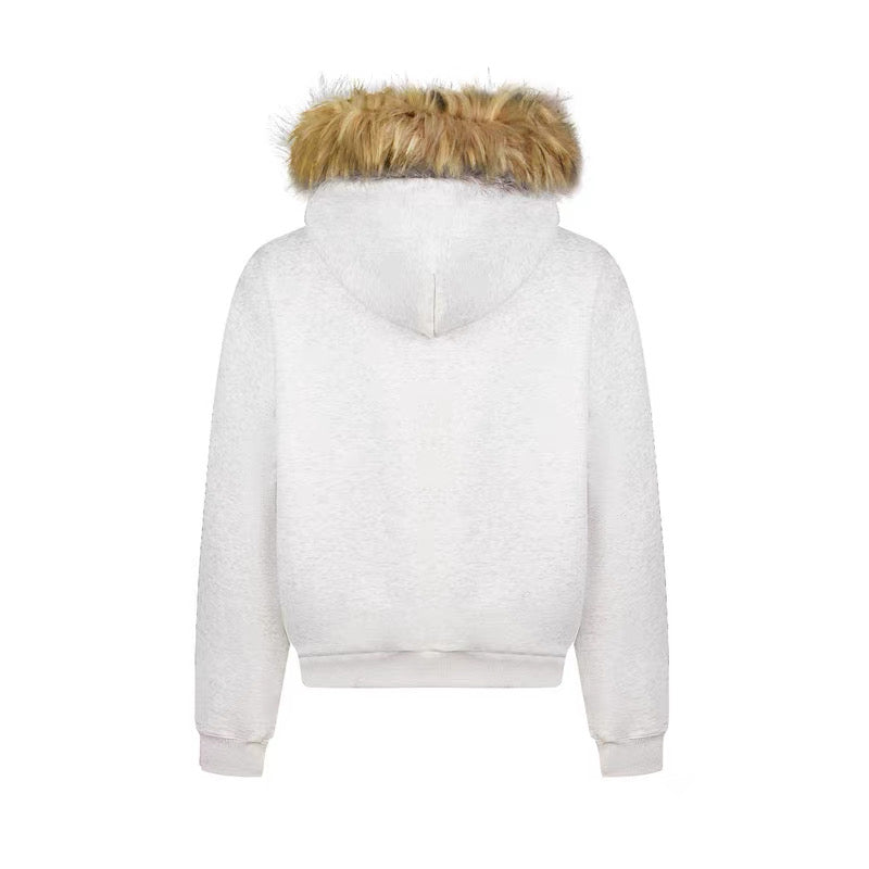 【3color】Fur Hood Graphic Hoodie mry001812