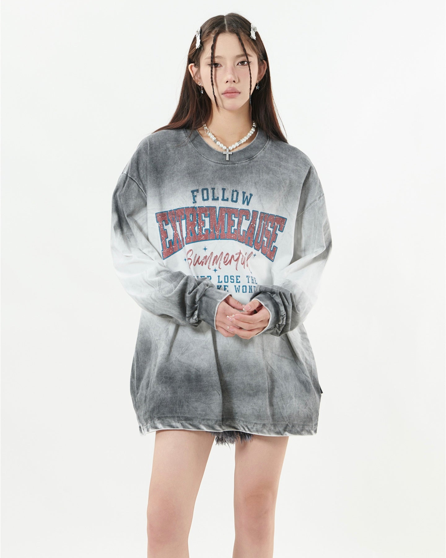 【2color】Vintage College Graphic Oversized shirt mry001844