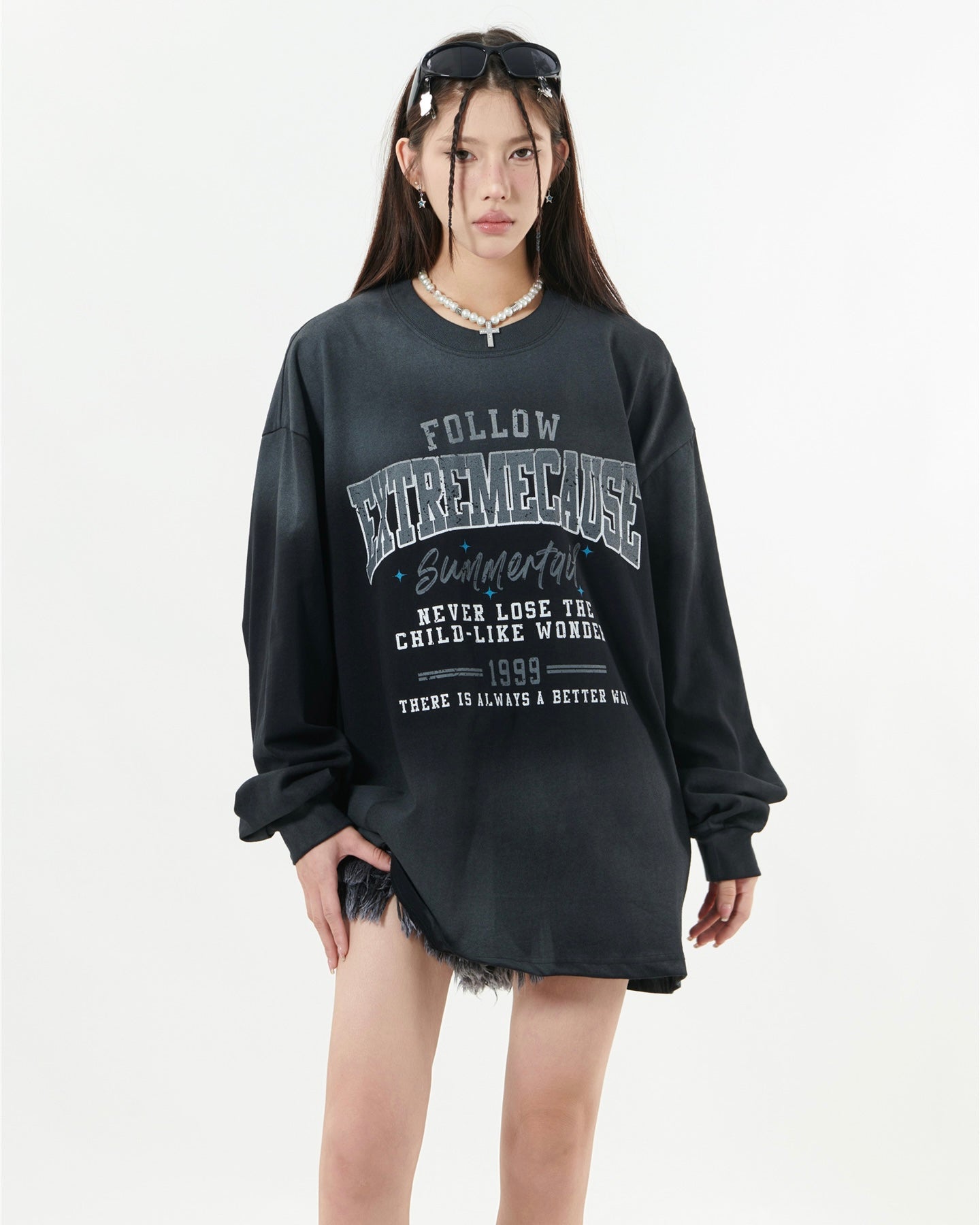 【2color】Vintage College Graphic Oversized shirt mry001844