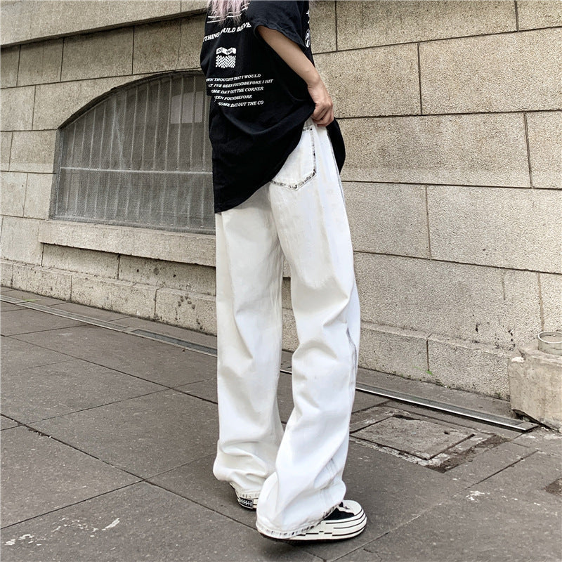 2023SS レトロ スタイル ジーンズ ユニセックス ワイドレッグ 韓国カジュアル 韓国ストリート mry000908