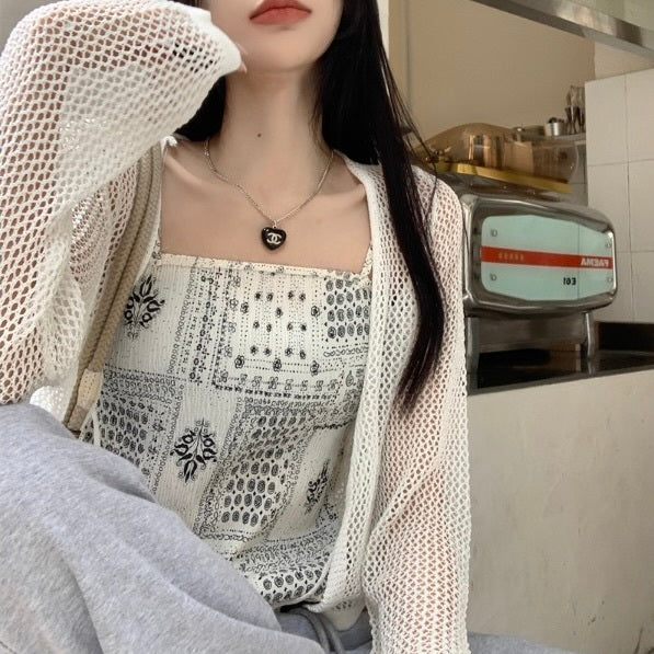 メッシュ 日焼け止めカーディガン付き ショールジャケット ショートトップス mry000094