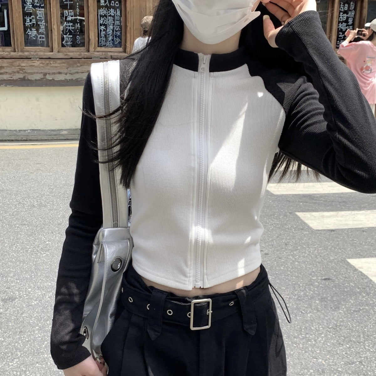 2カラー展開 韓国デザイン 韓国ストリート 韓国カジュアル スポーティ ジップアップトップス mry001194