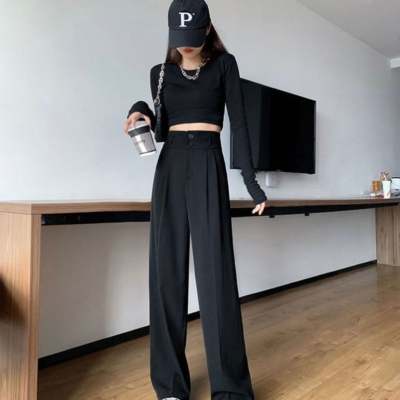 ハイウエスト ストレートドレープ ハイカジュアル mry000069