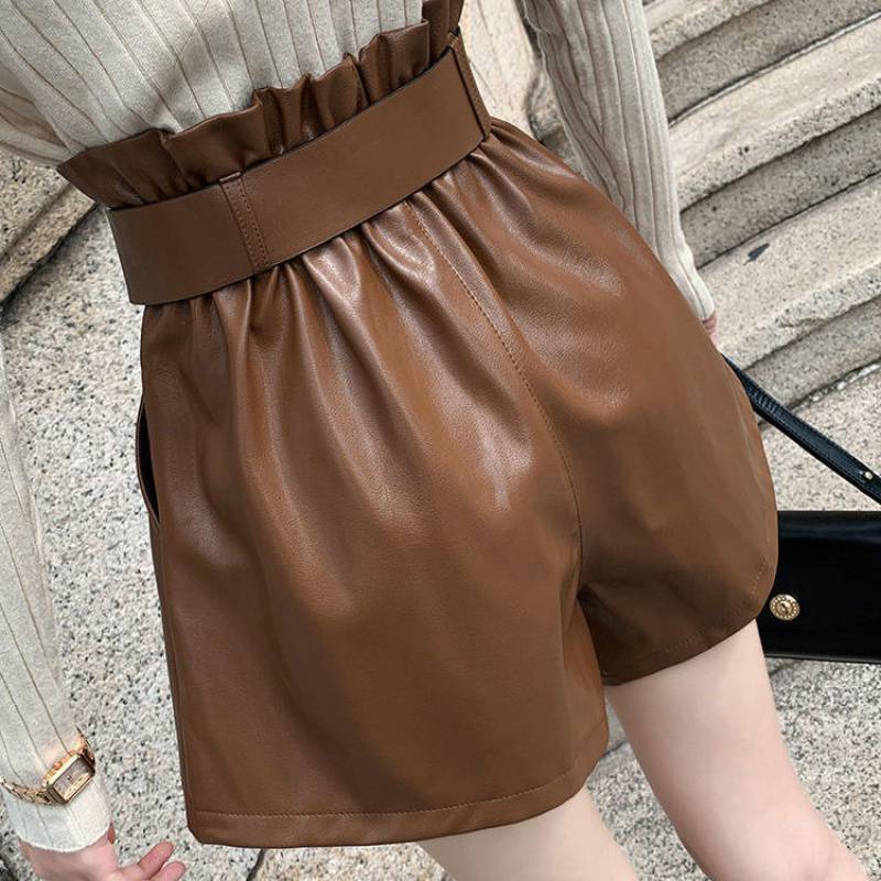 レザーワイドレッグ ショートパンツ mry000501