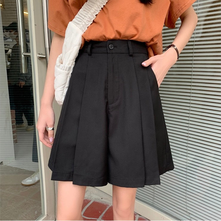 ショートワイドパンツ カジュアル ハイウエスト Aライン mry000024