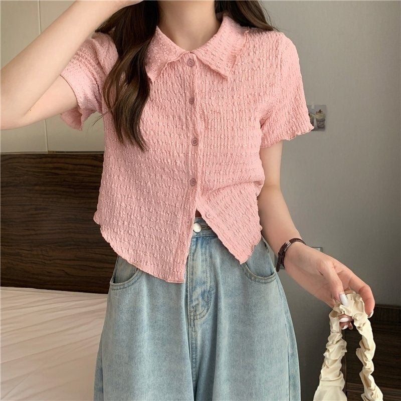 【送料無料】4カラー展開 カジュアル ガーリー トップス シャツ mry000641