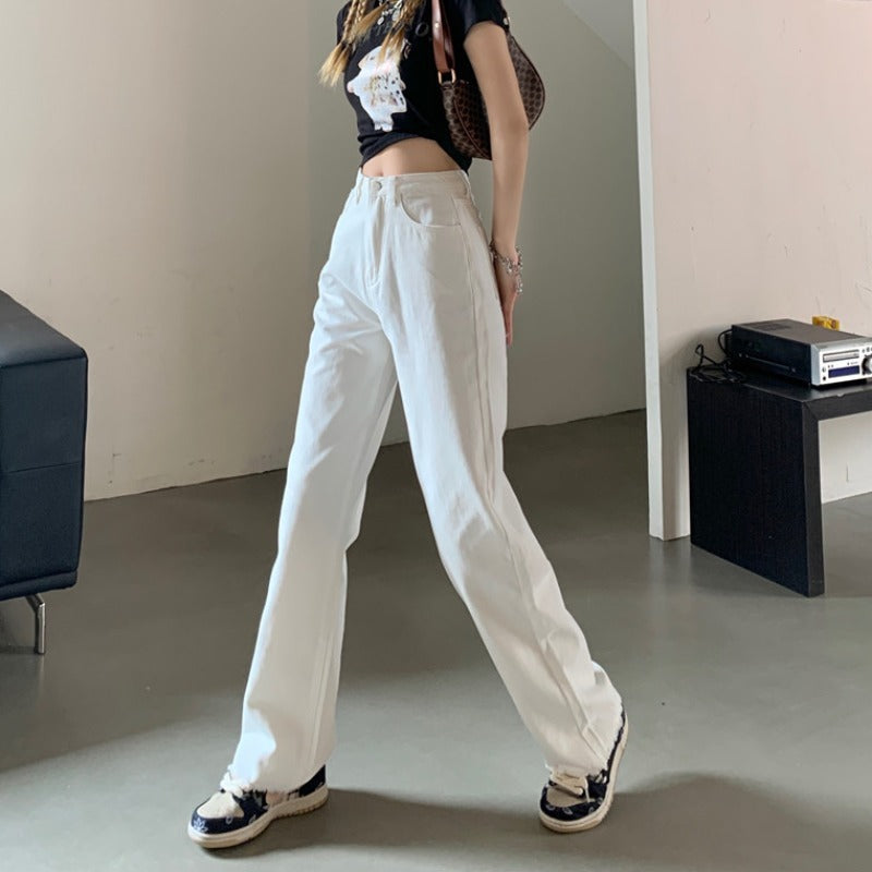 韓国スタイル ルーズ ハイウエスト ストレートパンツ mry000101