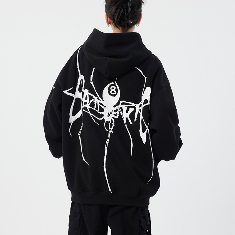 アメリカン 韓国ストリート 韓国カジュアル トレンド スパイダー ゆったりパーカー mry001412