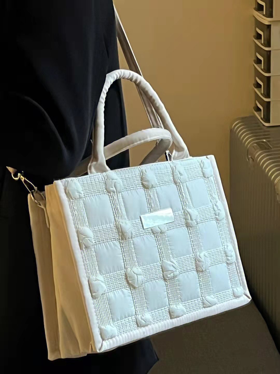 【送料無料】ホワイト キルティング カジュアル オールマッチ トート mry000628