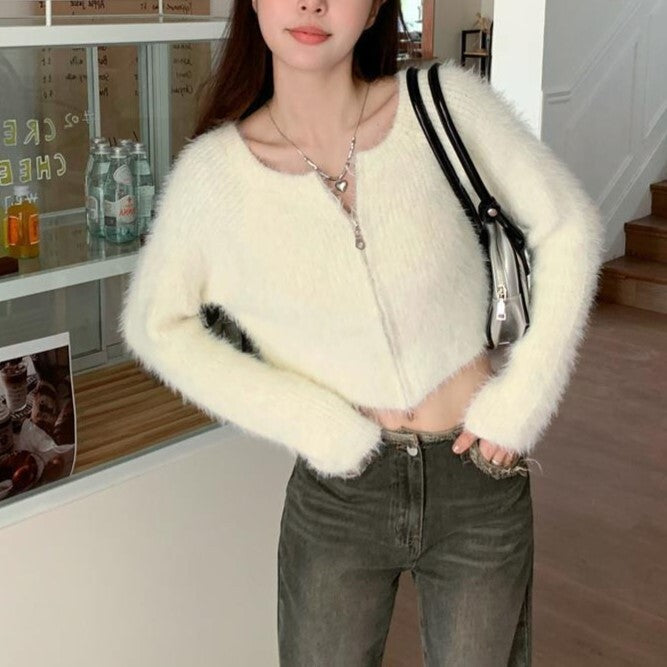 【送料無料】2023春トレンド セーター クロップド丈 アウター 韓国カジュアル 韓国ガーリー mry000589