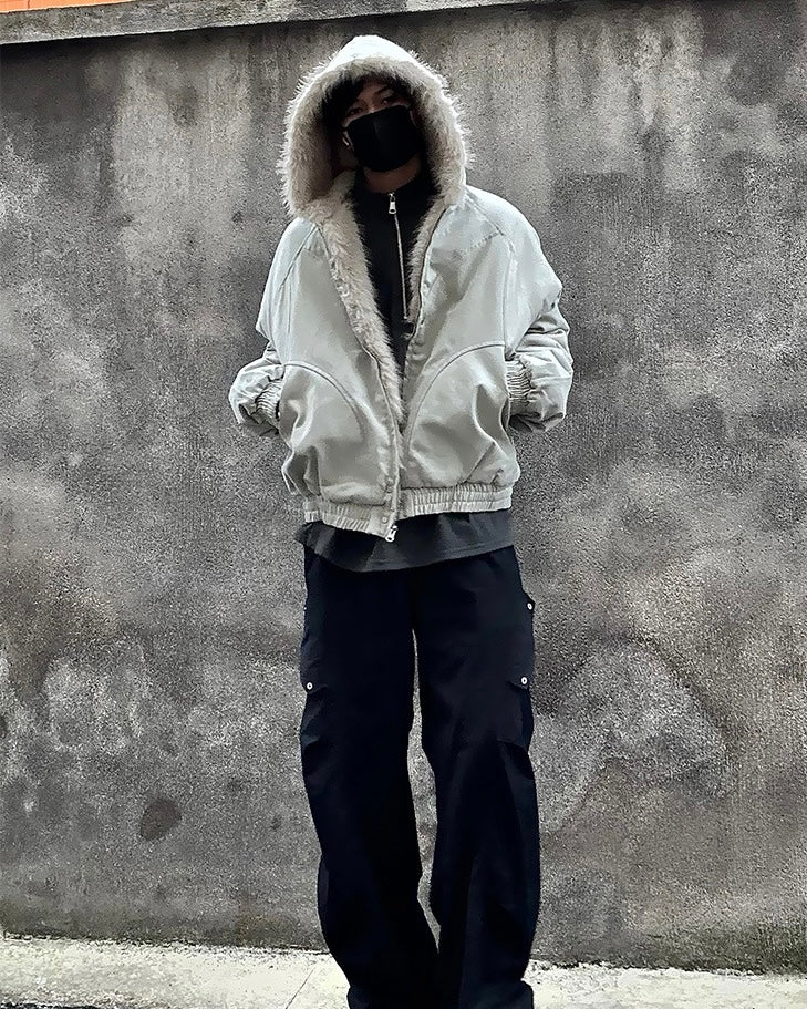 『※限定価格/SNS大人気アウター⚡️』【2color】 Unisex Edge Line Boa Jacket mry001614 Warm Fur Trim Zip Jacket mry001794