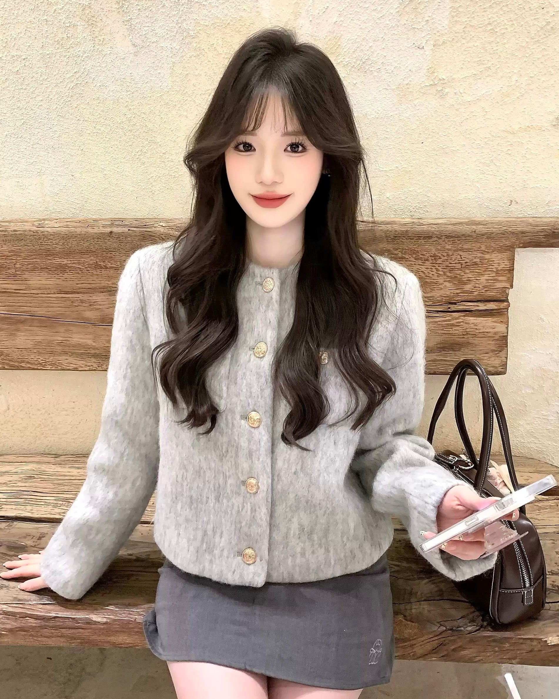 Gold Button Knit Jacket mry002039