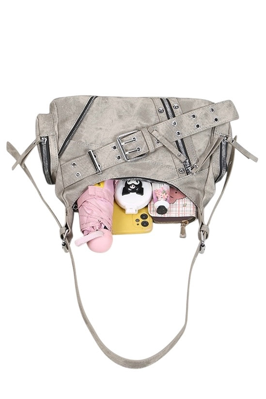 Belted Zip Shoulder Bag mry002258