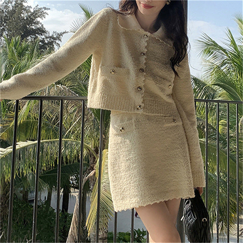 2カラー展開 セットアップ ツイードジャケット ツイードスカート mry001493