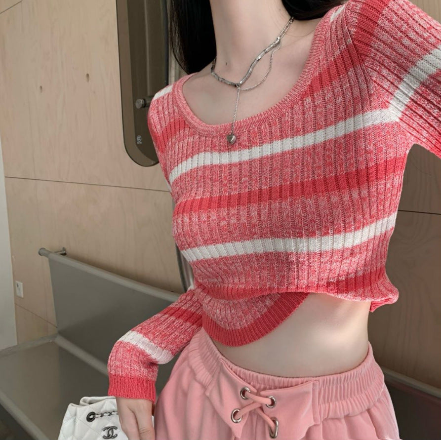 ストライプ スリムニット mry000297