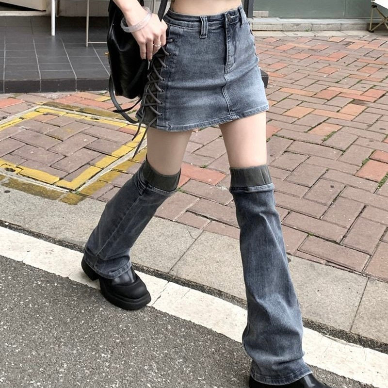 【Black Mamba】レッグウォーマーデニムスカート mry001537