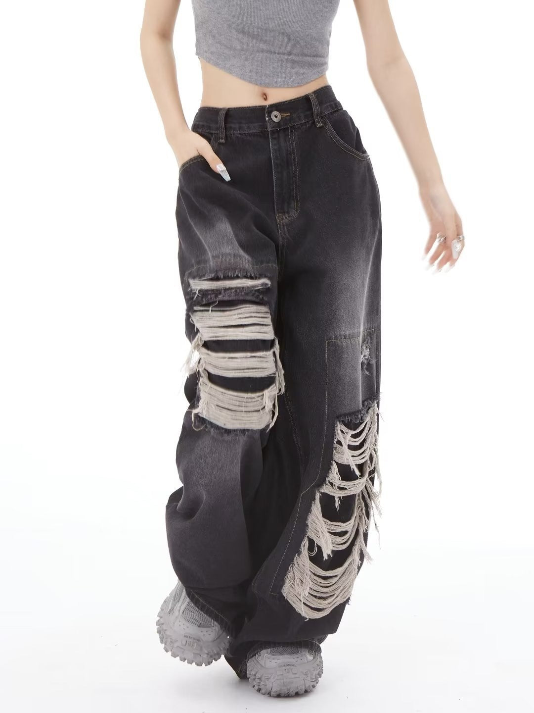 《今だけ限定価格💥🏷️》2color Dameged Wide Denim Pants mry001605