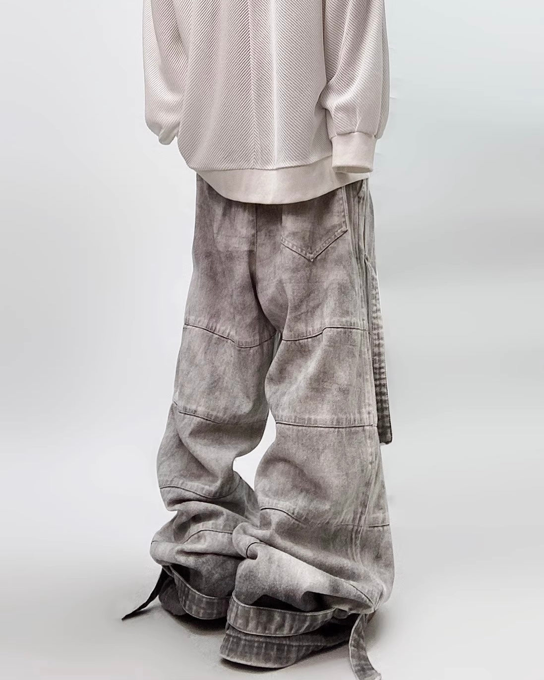 Unisex Distressed Wide-Leg Denim Pants mry001806