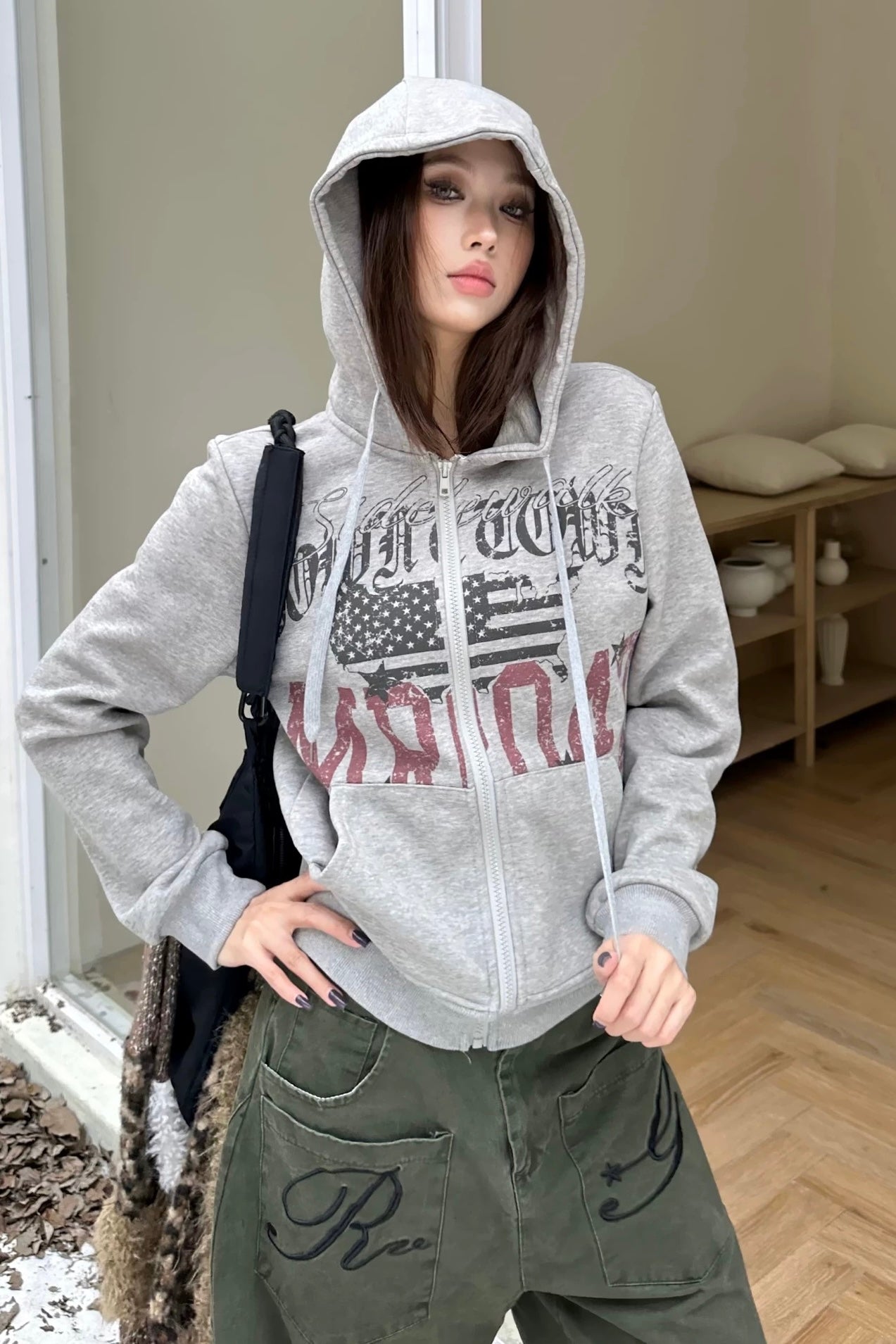 Retro Street Graphic Hoodie mry002315