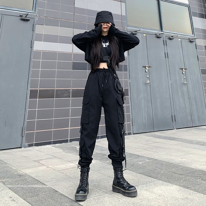 【送料無料】2023春新作 韓国ストリート ブラックパンツ mry000601