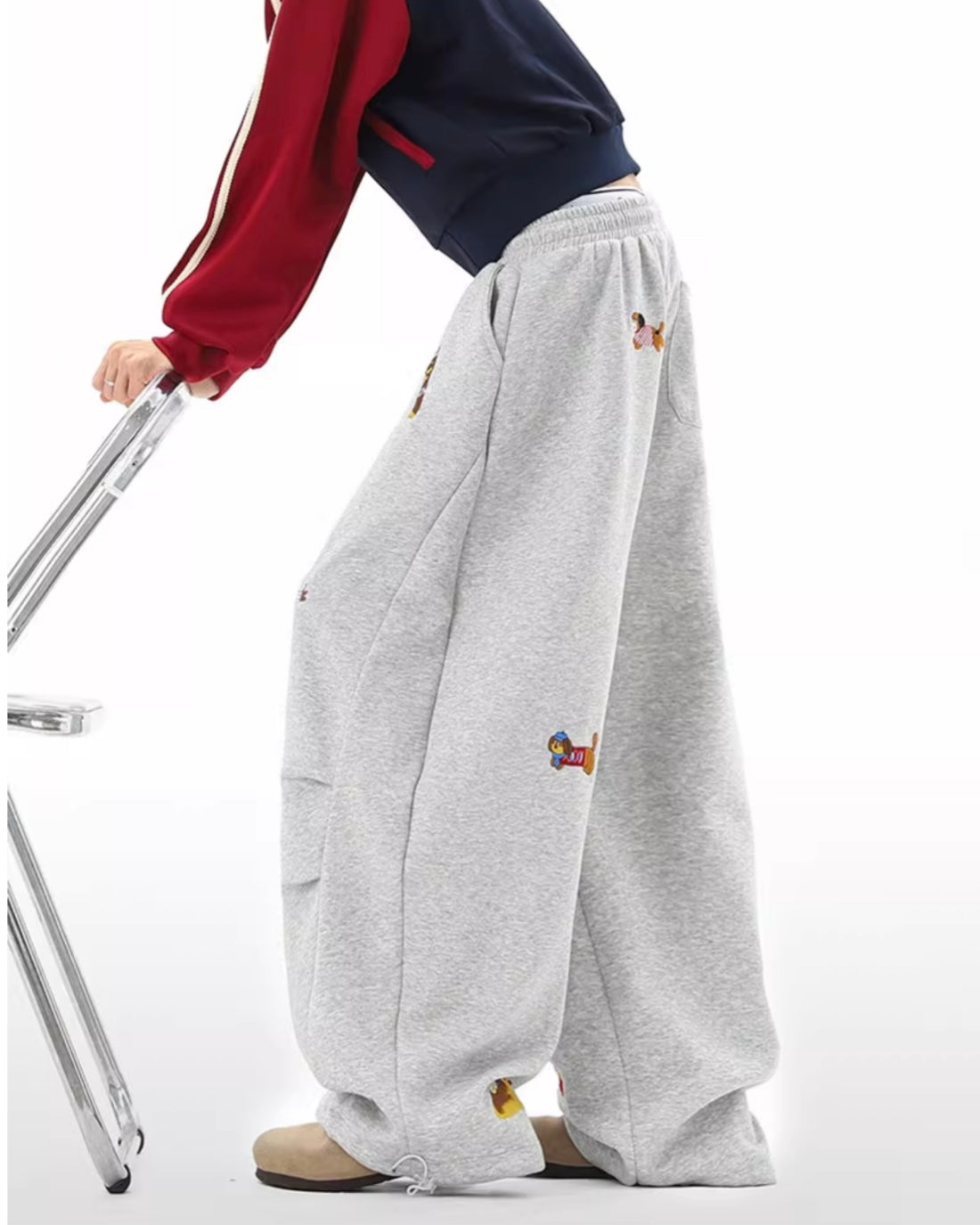 【YURU:FIT】Cartoon Dog Loose Fit Pants mry001880