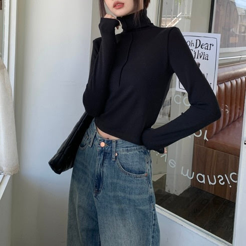 ハイネック ショート丈Tシャツ mry000478