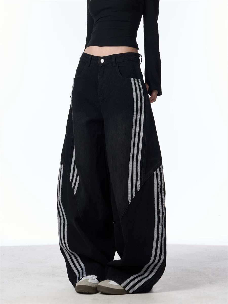 『※数量限定/残りわずか⚠️』【COVER:FIT】2color Wave Line Panel Wide Denim Pants mry001709