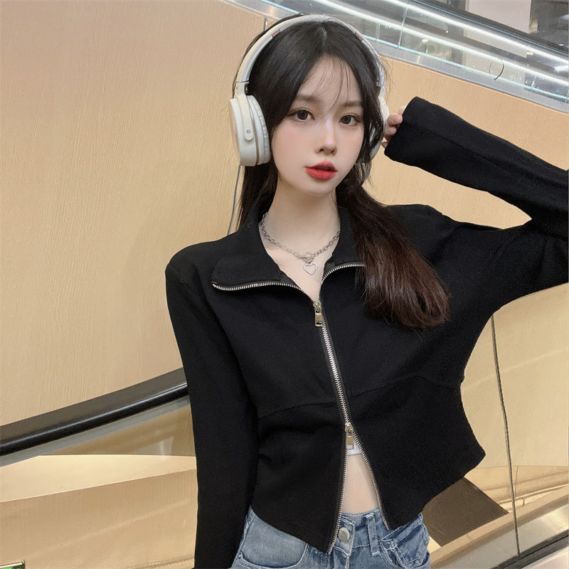 【送料無料】デザインジッパー ジャケットカーディガン 韓国カジュアル 韓国ストリート 春・秋 mry000542