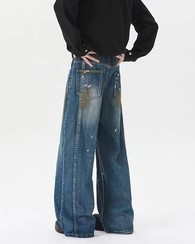 【COVER:FIT】 Vintage Paint-Stain Wide Denim Pants mry001863