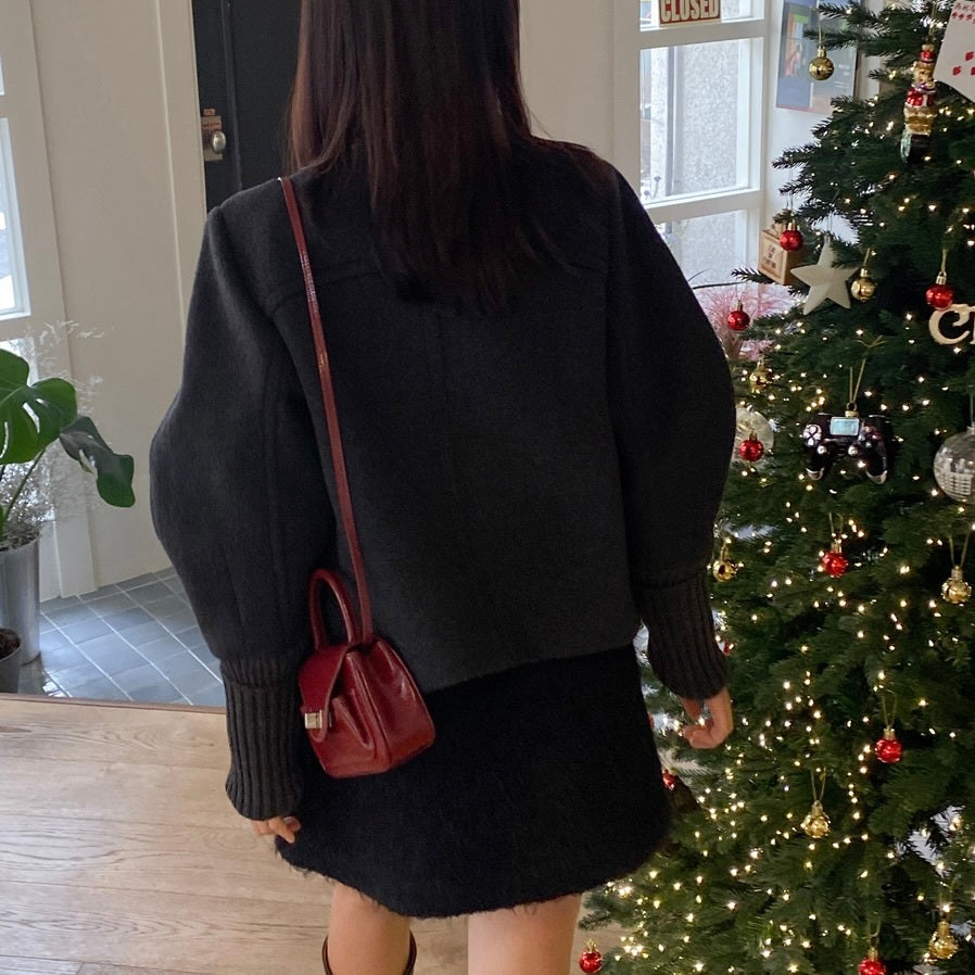 【Plaisir】2カラー展開 アシンメトリー ショートコート mry001496