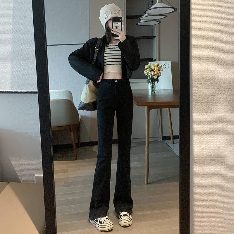 ブラック ハイウエスト フレアジーンズ mry000092