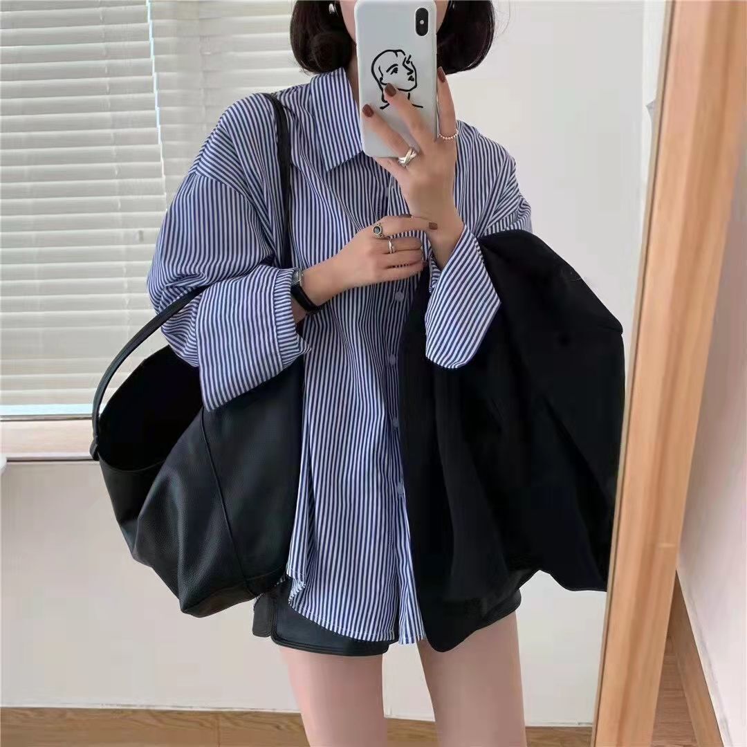 ブルー ストライプシャツ mry000084