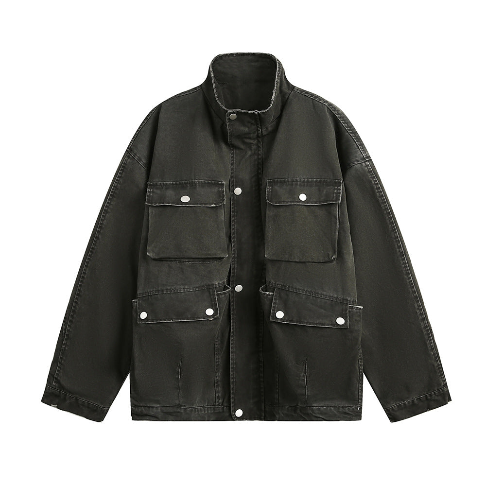 Vintage Military Pocket Denim Jacket mry001822