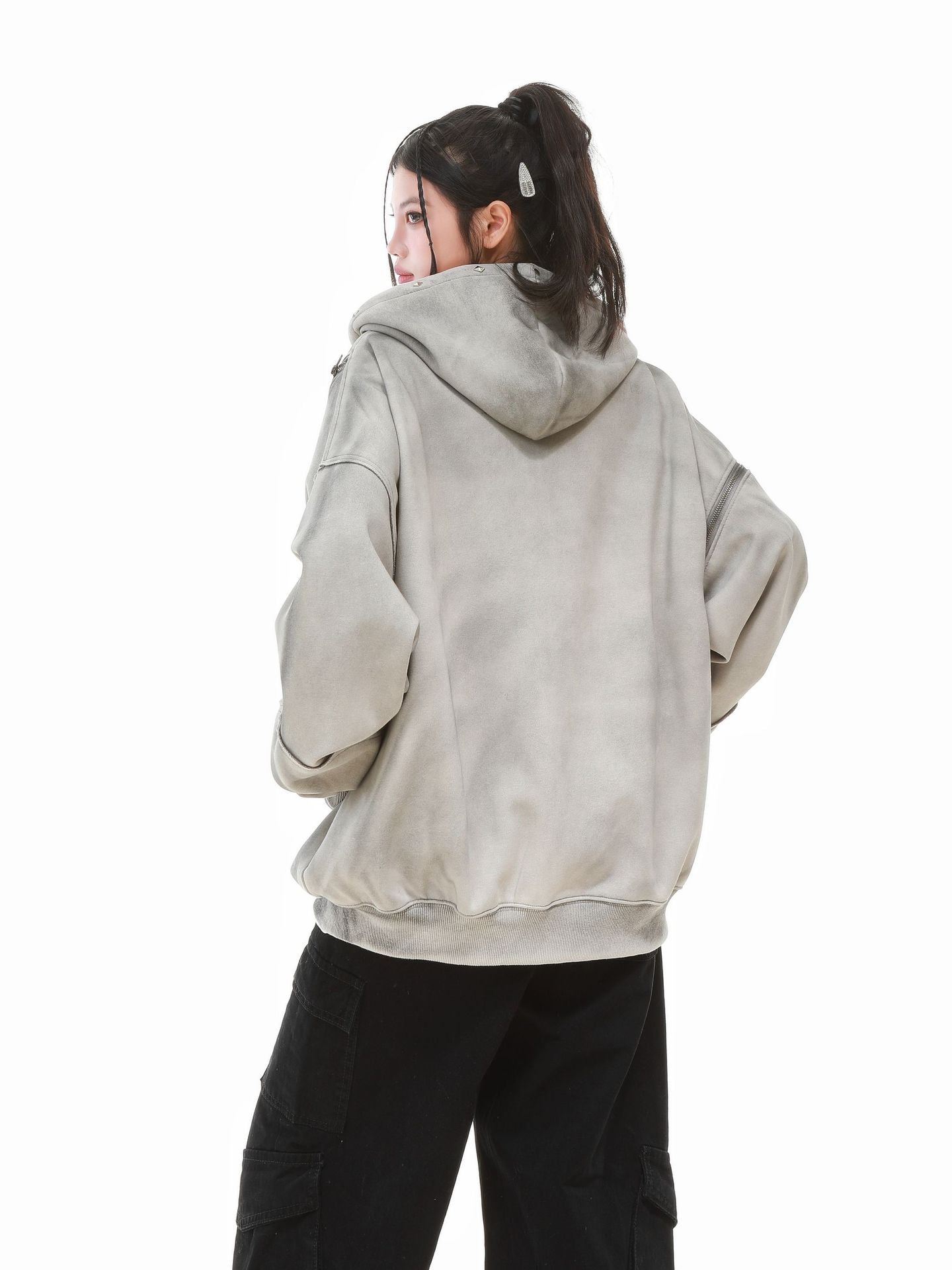 【評価★4.8以上】Vintage Washed Studded Overfit Hoodie Jacket mry001943