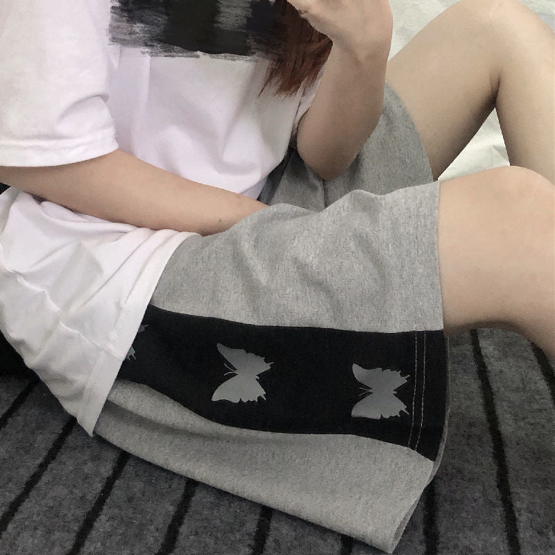 【送料無料】2023SS レトロ ステッチ バタフライ サマー ハーフパンツ 韓国ストリート トレンド mry000713