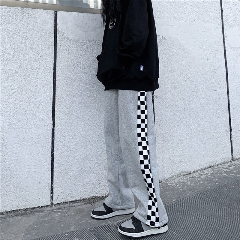 チェックライン ワイドレッグ パンツ mry000171