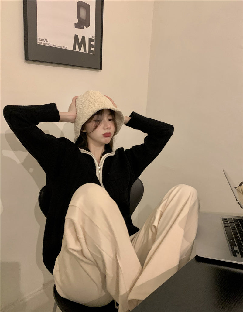 【送料無料】ハイネック 2カラー ジッパーセーター 韓国カジュアル mry000585