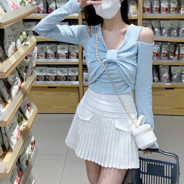 リボン オープンショルダー トップス mry000216