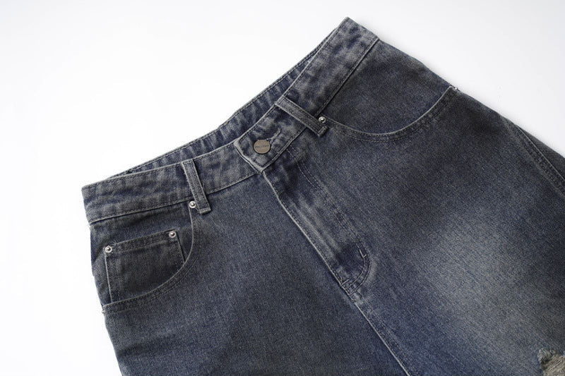 《評価★4.8超え💬✨》【COVER:FIT】 2color Extreme Wide-Leg Ripped Denim Pants mry001649