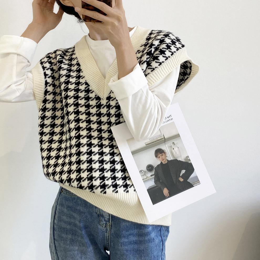 AW 千鳥柄 ニット ベスト mry000150
