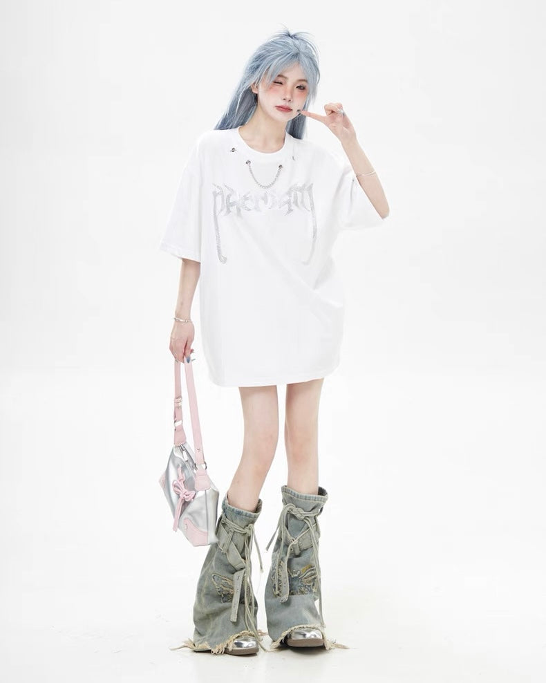 【リピート続出 /2color / Unisex】Vortex Chain Print T-Shirt mry001641