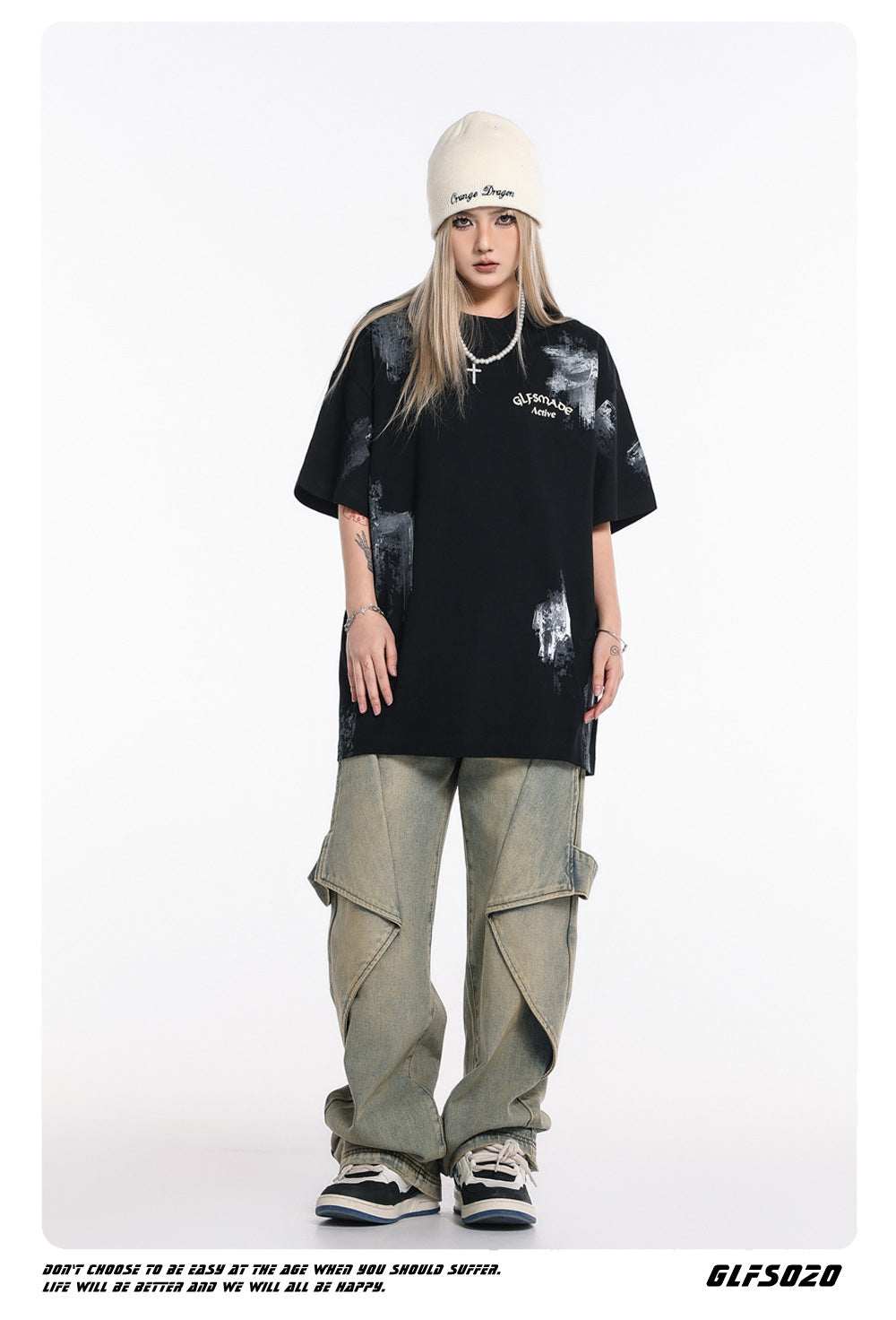 【2color】Attitude Graffiti T-Shirt mry001686