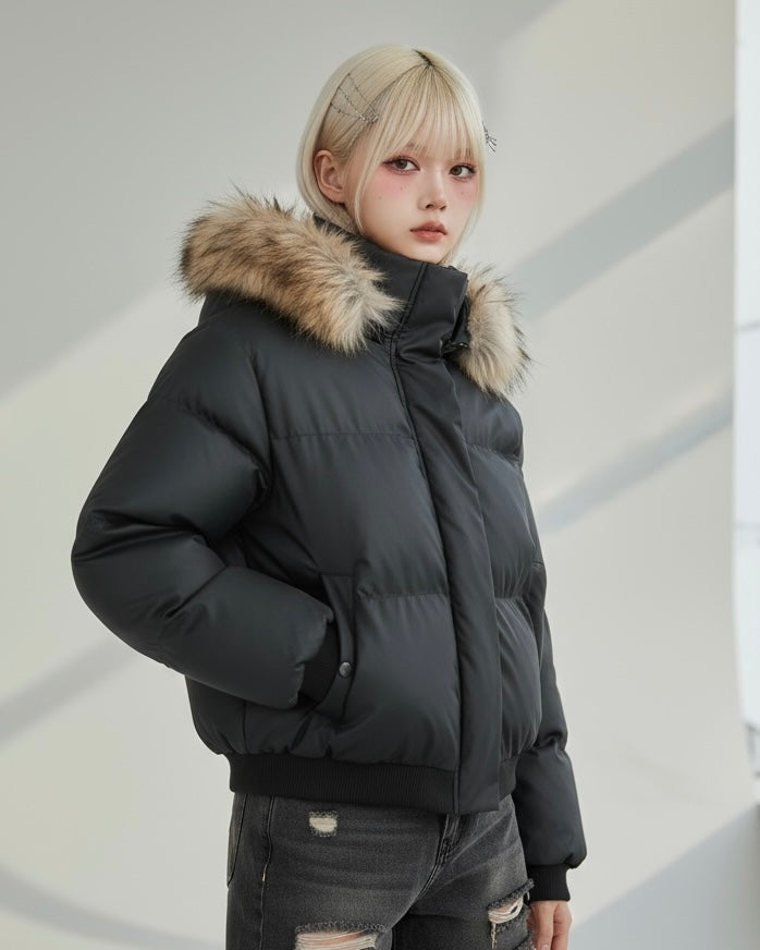 【2color】Faux Fur Hood Puffer Jacket mry001792