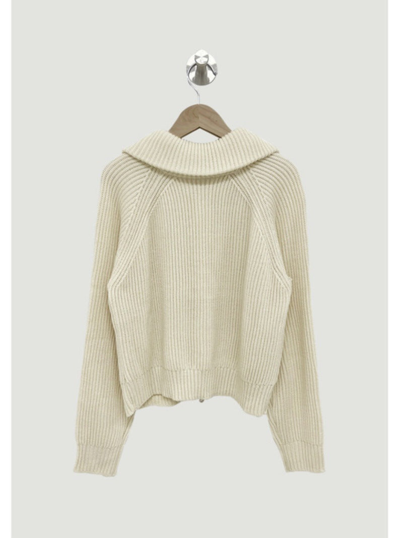 【送料無料】ジッパーセーター カーディガン シンプル ニット 韓国カジュアル 韓国ガーリー 春・秋 mry000538