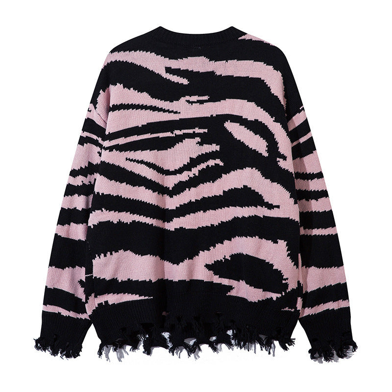 【2color】Raw Edge Animal Print Sweater mry001647