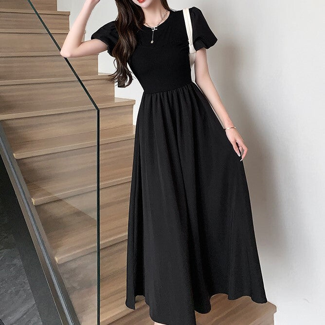 【送料無料】2023SS ブラック スリム ドレス サマーワンピース 韓国カジュアル 韓国ガーリー mry000791