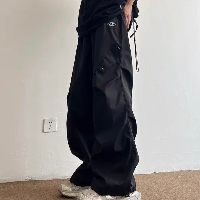 2カラー展開 アメリカン 韓国ストリート 韓国カジュアル レトロ ワイドシルエット カーゴパンツ mry001338