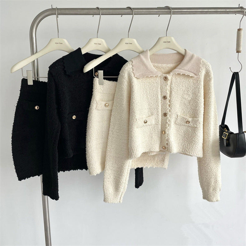 【Plaisir】2カラー展開 セットアップ ツイードジャケット ツイードスカート mry001493