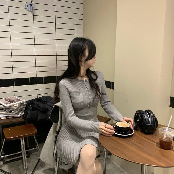 【Chéri / 送料無料】2カラー展開 ニットプリーツワンピース mry001469